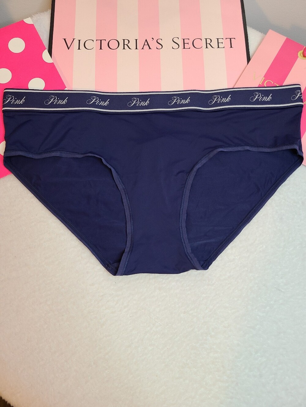 VS PINK Silky Smooth Microfiber Nylon Logo Band Hipster Panty Size Lg